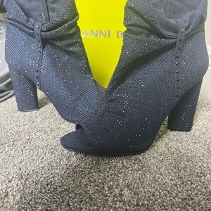 Gianni Bini Black Sparkle Peep-Toe Heels